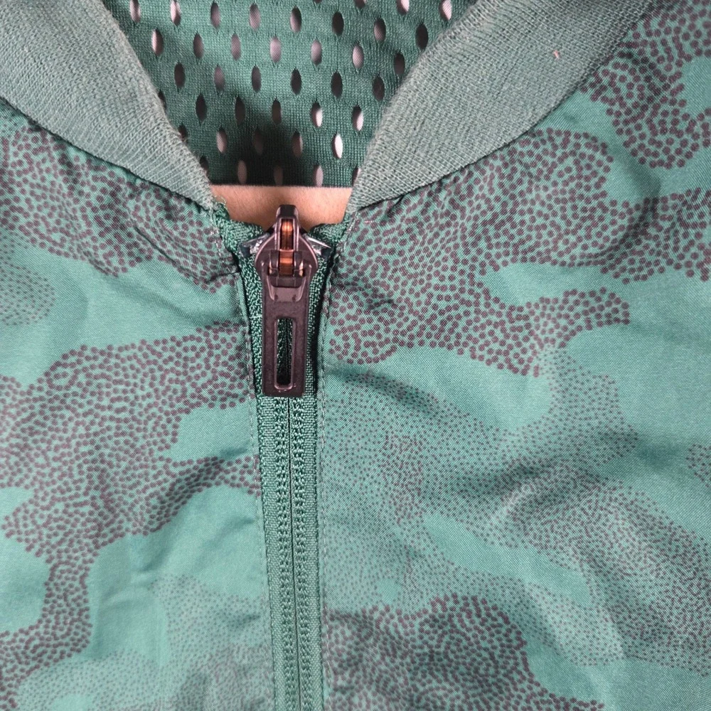 Adidas Windbreaker Jacket Mens Size M Green Camo Full Zip Mesh Lined Excellent
